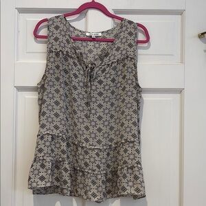 Rose & Olive Geometric Print Sleeveless Top - Black and Cream, Gray and Purple